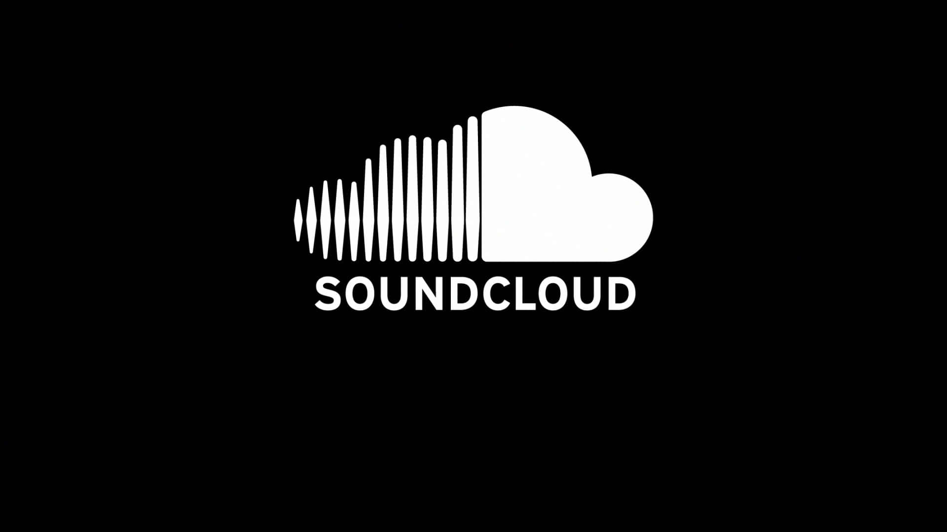 Soundcloud 桌布 壁紙 — 一個簡約的白色SoundCloud標誌，帶有聲波設計，位於純黑色背景上。