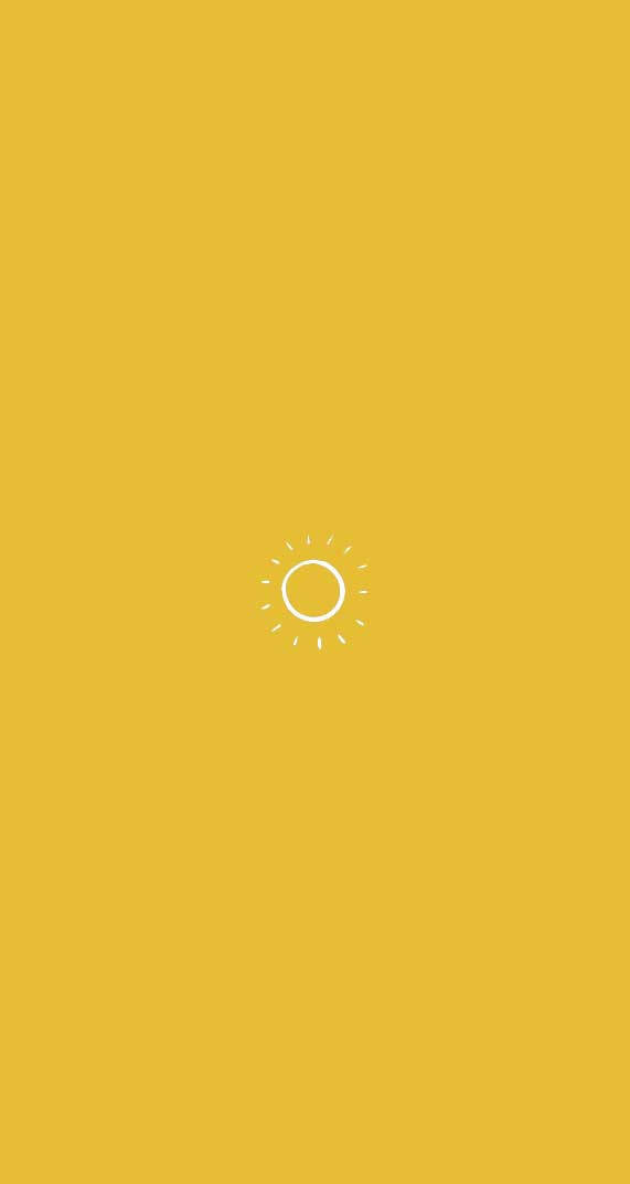Cool Yellow 桌布 壁紙 — 一個簡約的白色太陽圖示，居中在純芥末黃色背景上。