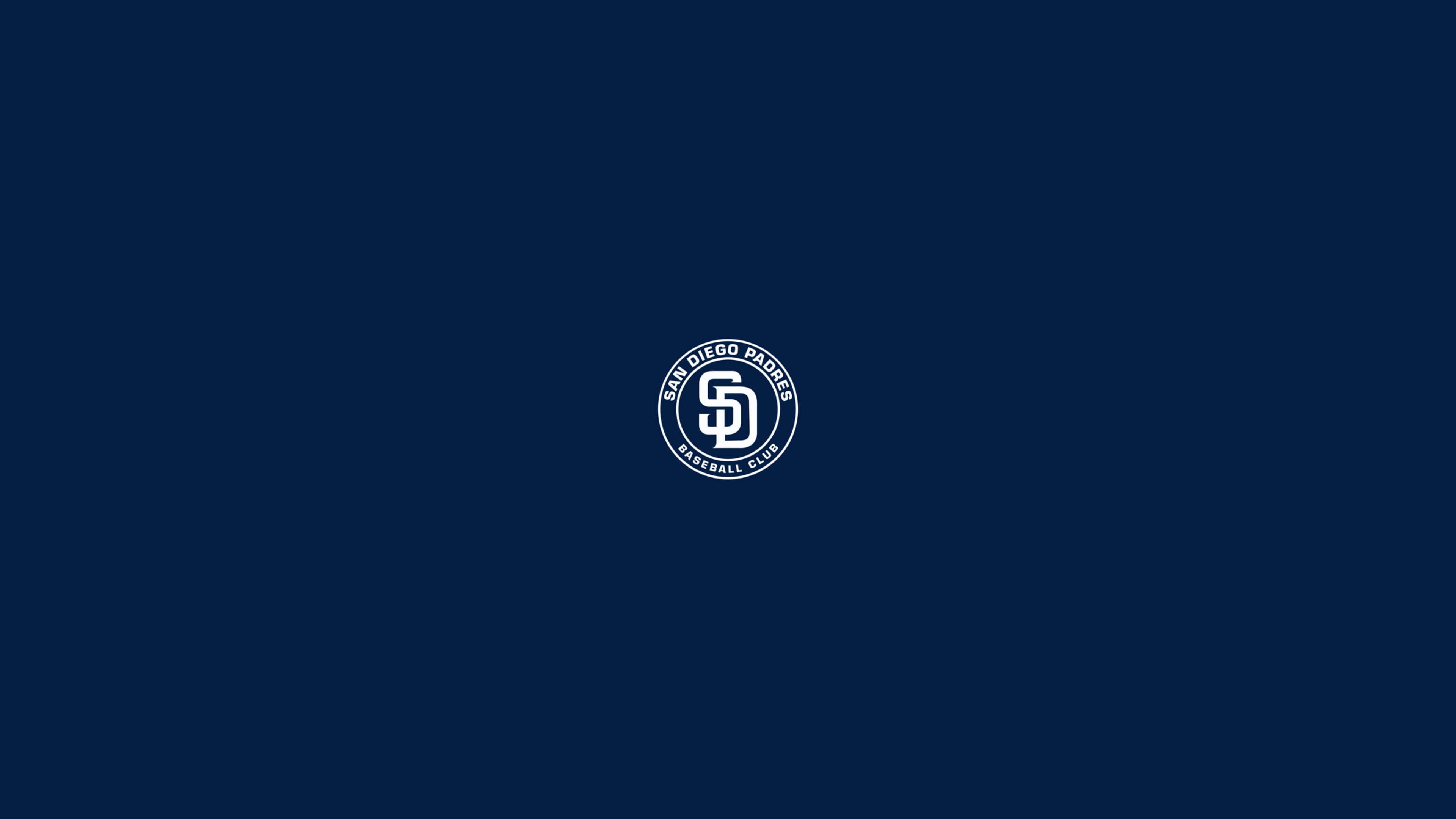 Padres 桌布 壁紙 — 一個簡約的白色聖地牙哥教士隊棒球俱樂部標誌，置中於純海軍藍背景上。