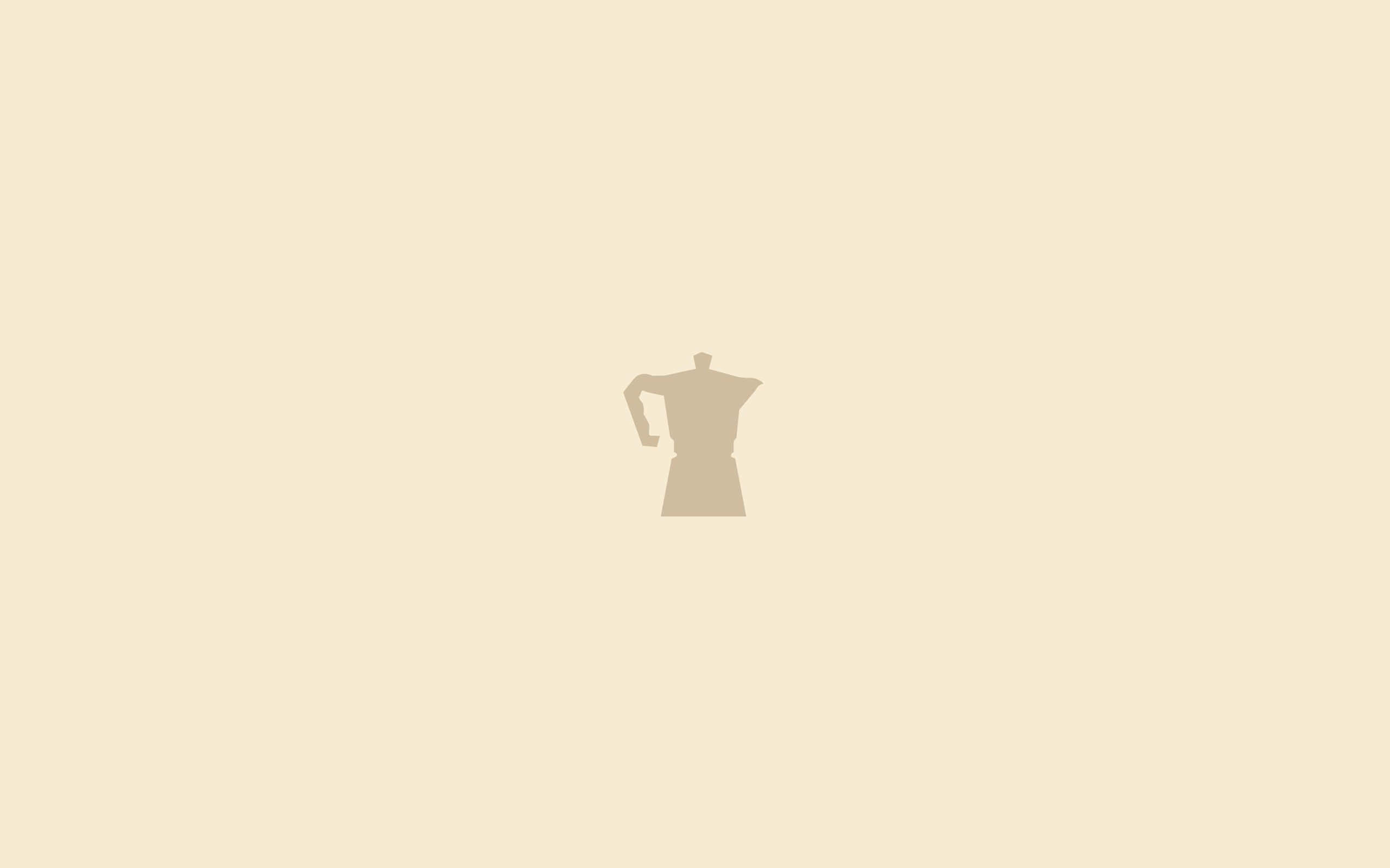 Minimalist Coffee 桌布 壁紙 — 一個簡約的米色摩卡壺剪影，置於柔和的奶油色背景中央。