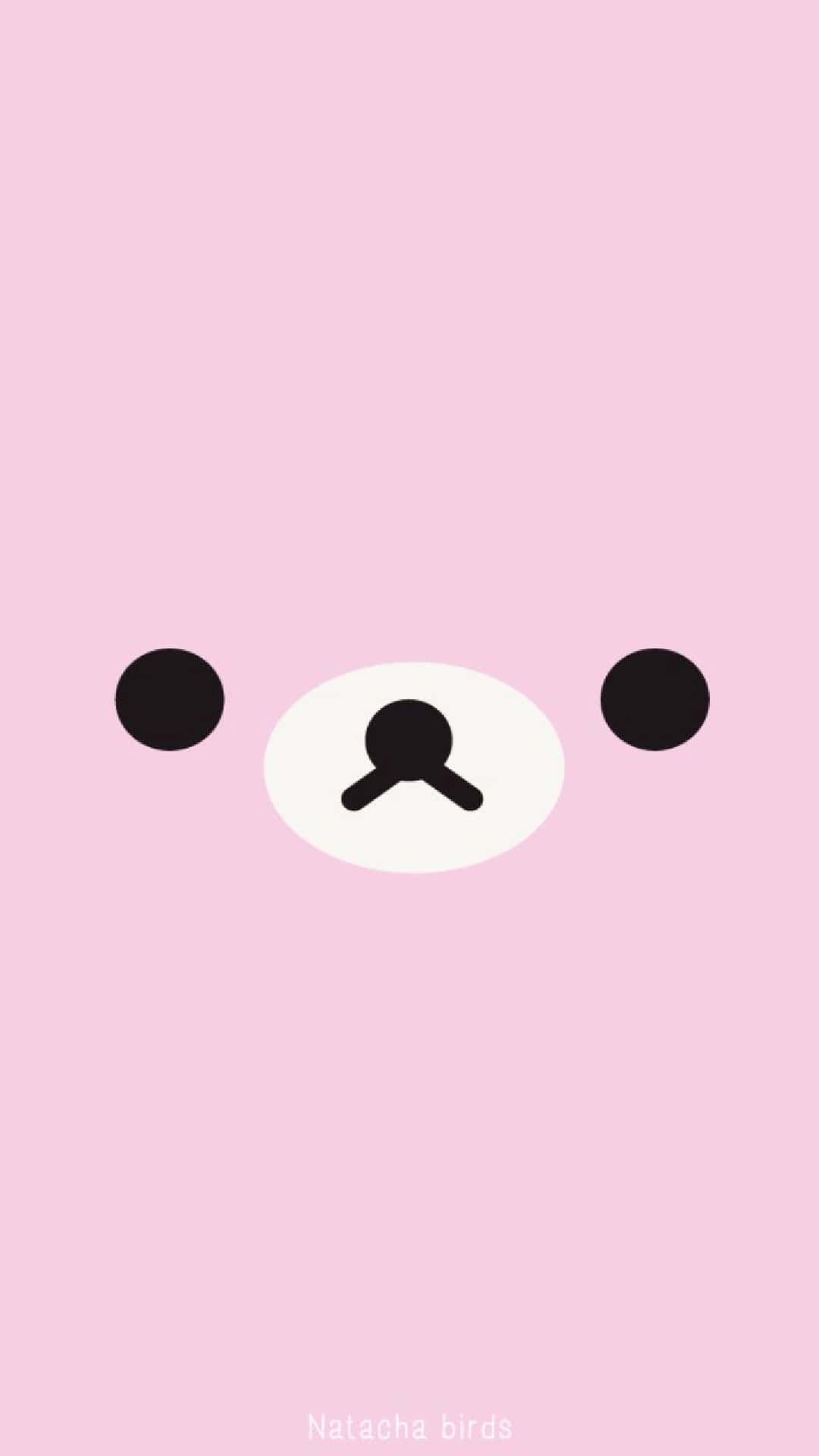 Yami Kawaii 桌布 壁紙 — 一個簡約的粉紅色背景，上面有一個簡單的白色橢圓形臉，帶有黑色點狀眼睛和一個小鼻子。