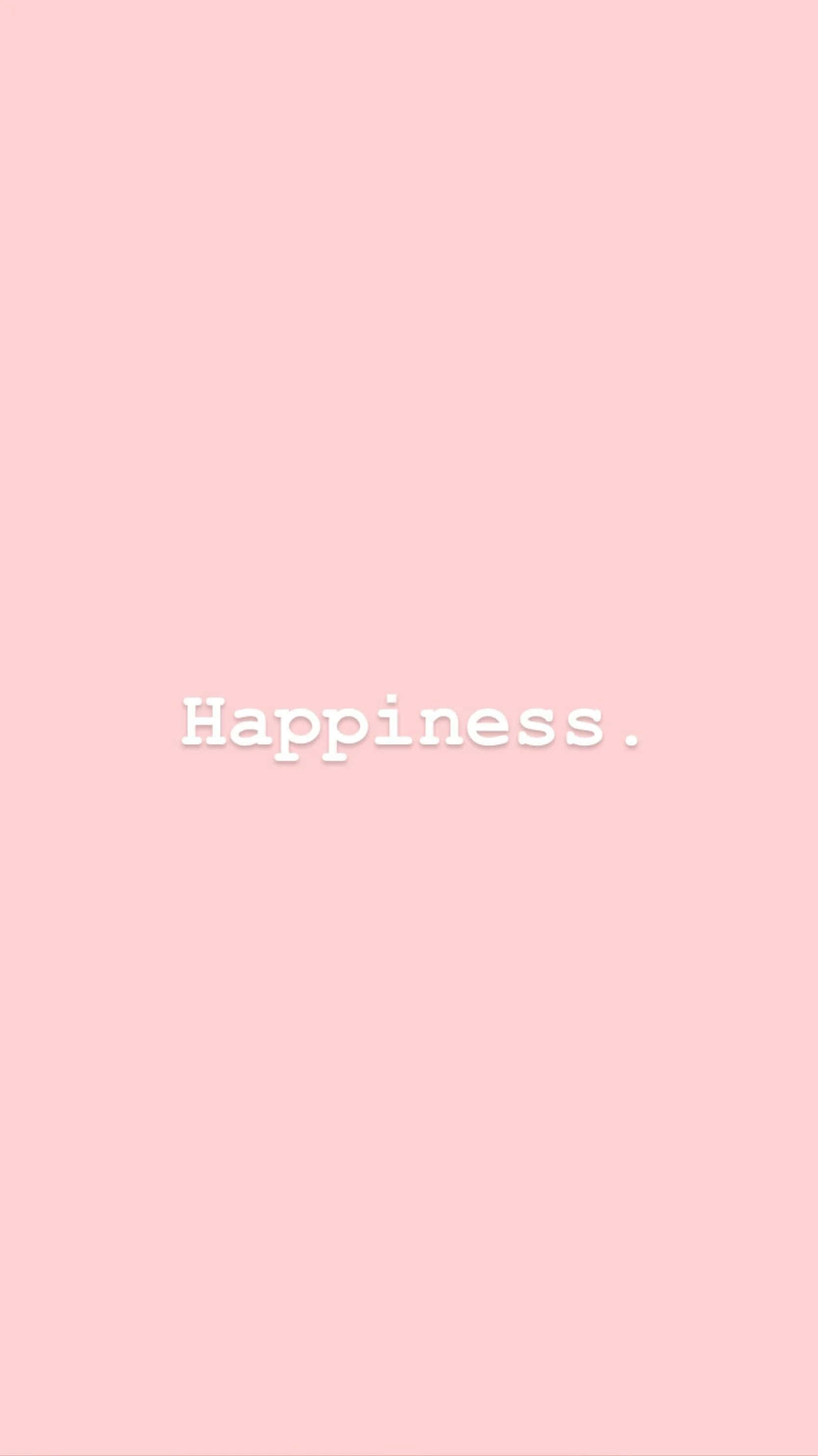 Pastel Pink Aesthetic 桌布 壁紙 — 一個簡約的粉紅色背景，中央以白色文字顯示「Happiness.」一詞。
