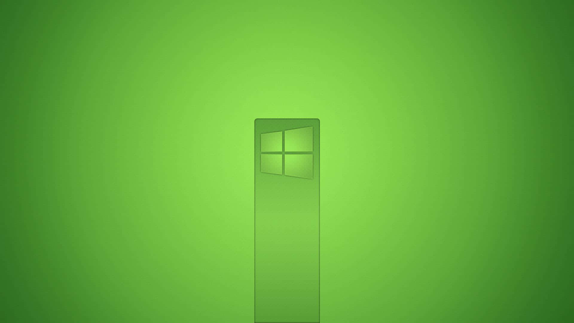 Windows 8 桌布 壁紙 — 一個簡約的綠色漸變背景，在一個高大的矩形框架中央有一個微妙的Windows標誌。
