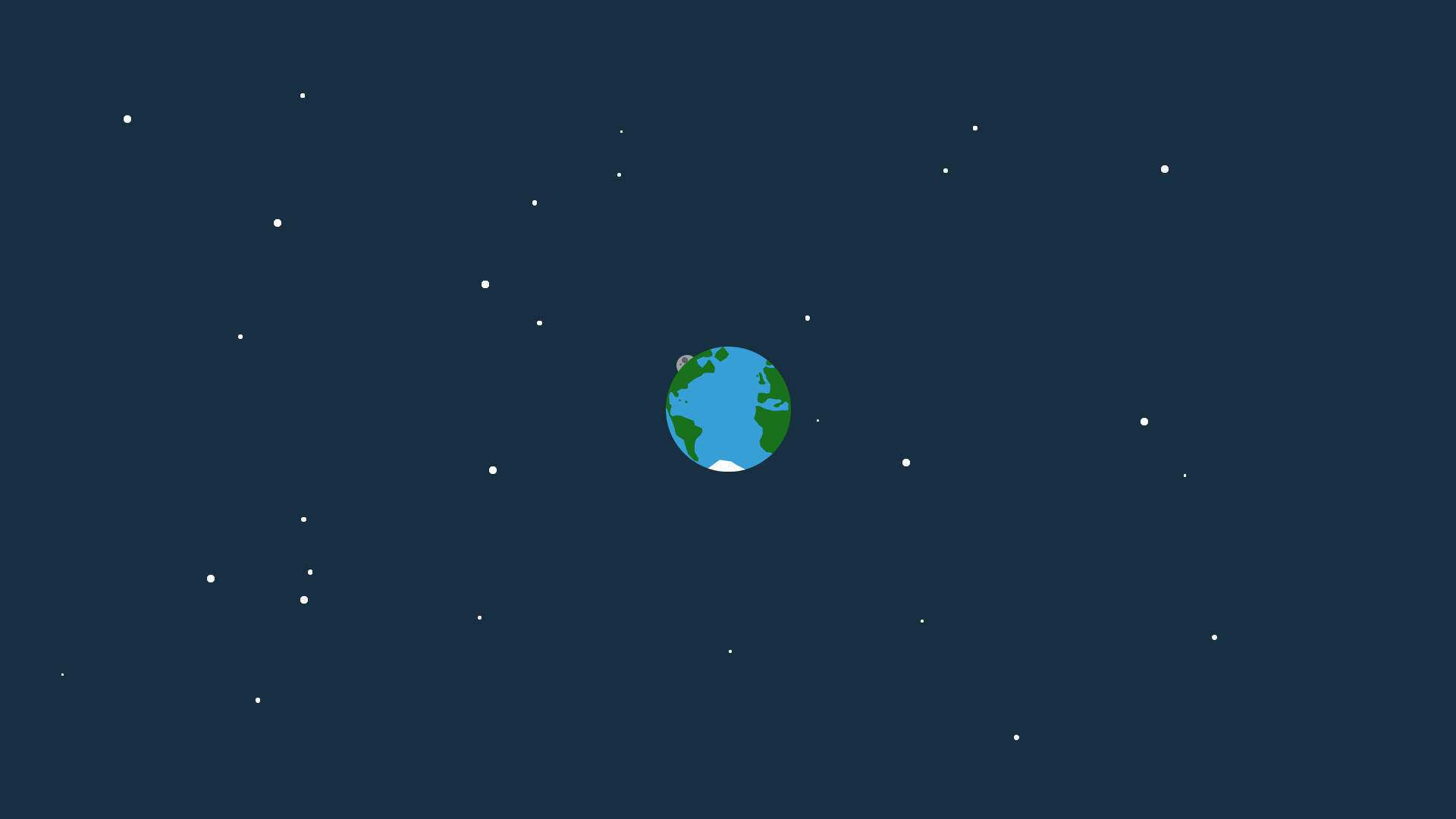 HD Art 桌布 壁紙 — 一個簡約的藍綠色地球獨自漂浮在點綴著白色星星的黑暗星空之中。