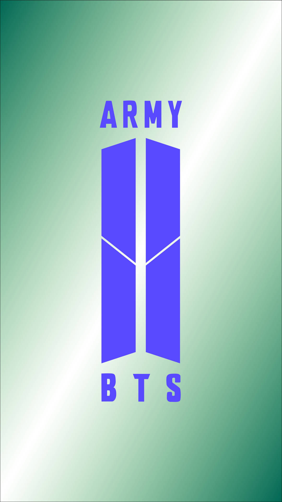 BTS標誌帶有ARMY文字，置於綠色漸變背景上