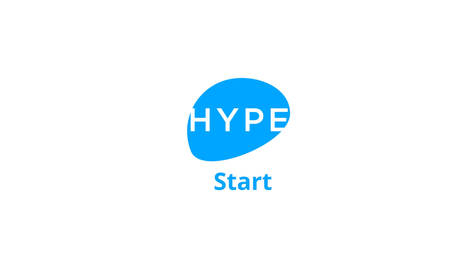 Words 桌布 壁紙 — 一個簡約的藍色橢圓形標誌，中央有白色文字HYPE，下方有Start字樣，背景為純白色。