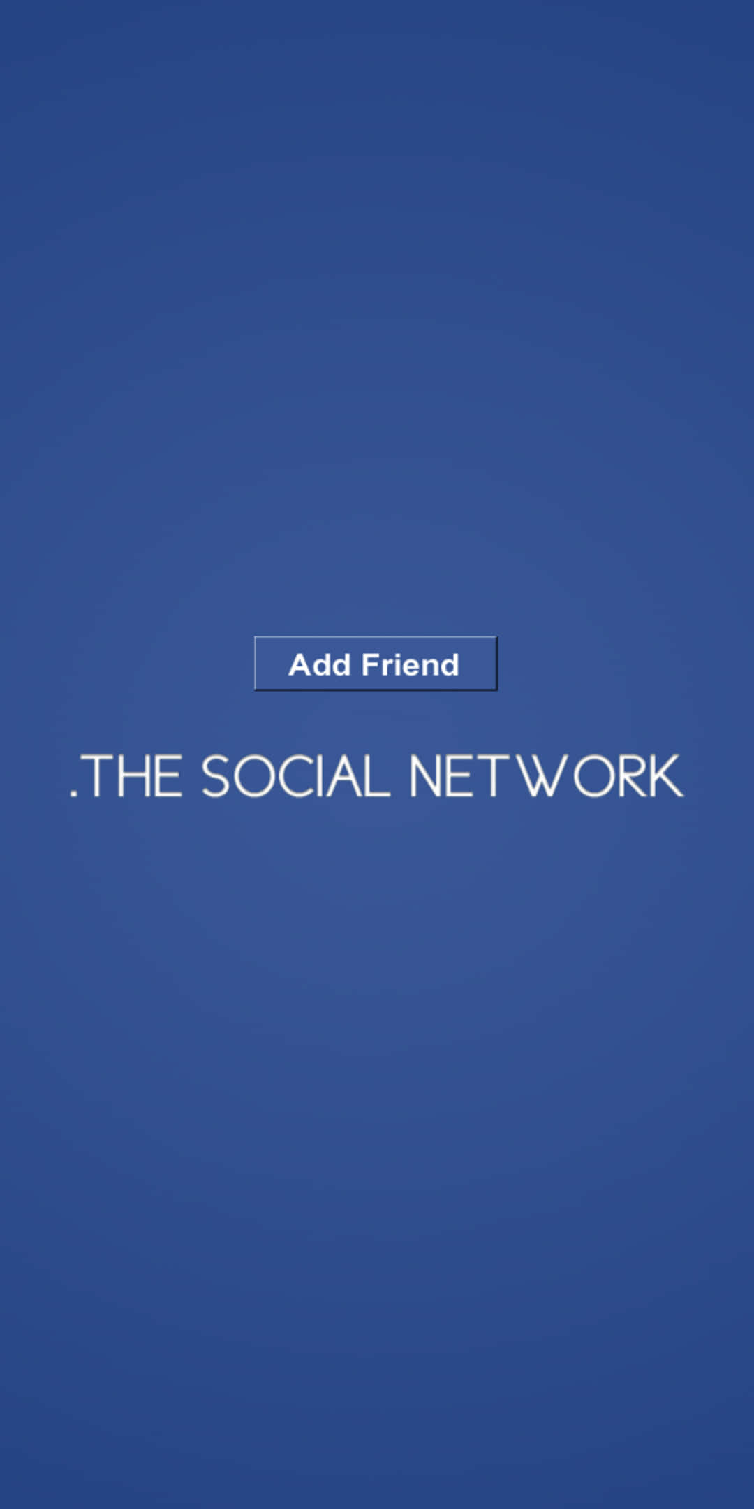 Social 桌布 壁紙 — 一個簡約的藍色螢幕顯示「新增朋友」按鈕和「.THE SOCIAL NETWORK」文字。