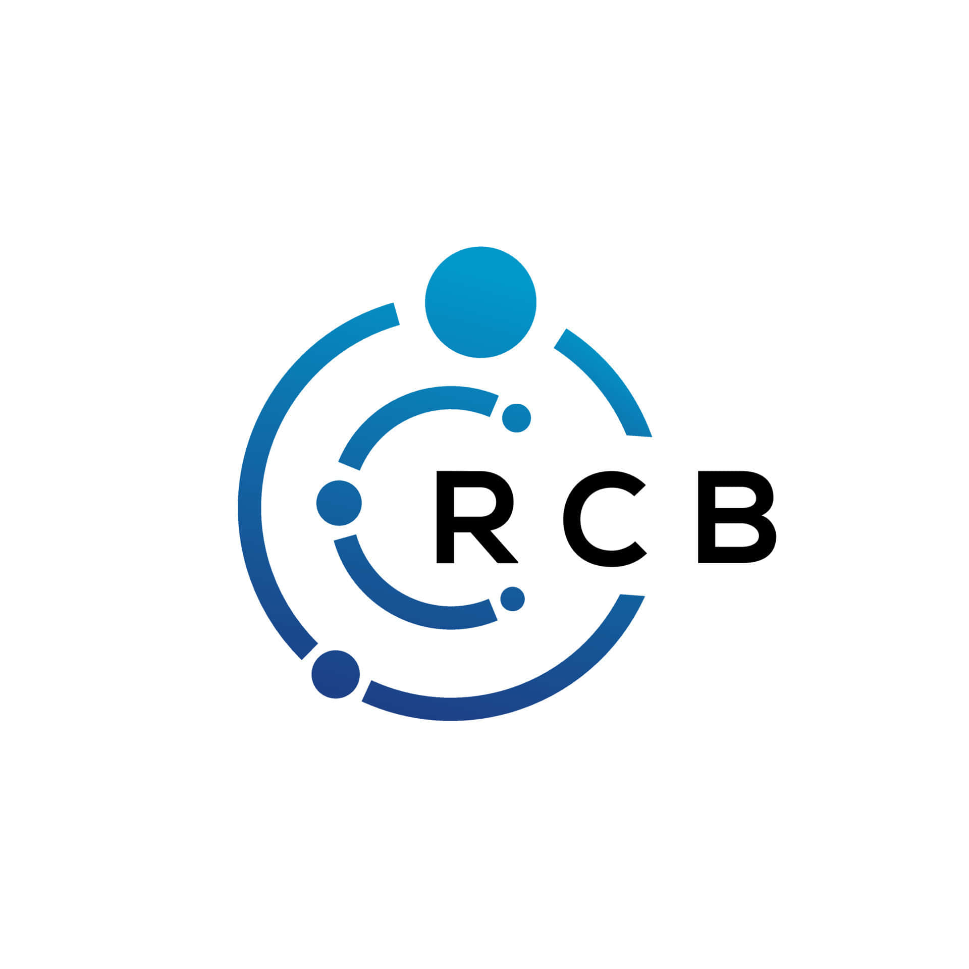 Rcb 桌布 壁紙 — 一個簡約的藍黑圓形標誌，中心有字母RCB，背景為白色。