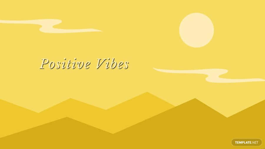 Aesthetic Yellow 桌布 壁紙 — 一個簡約的黃色風景，以風格化的山脈和太陽散發正能量。