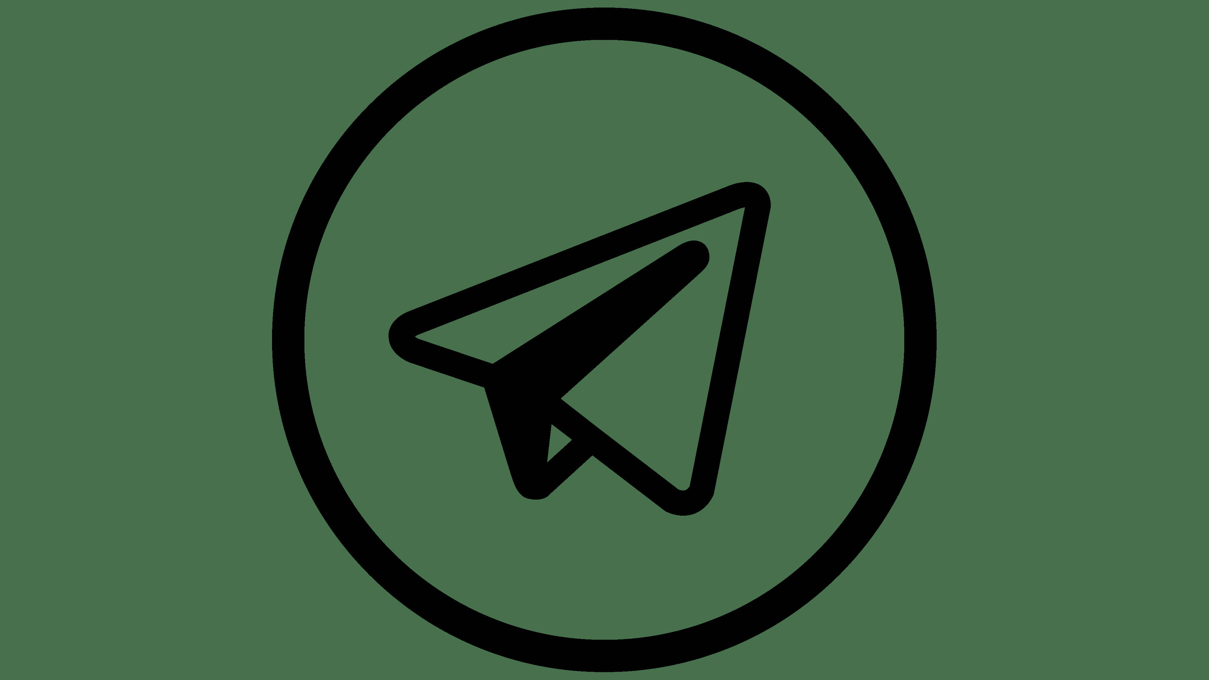 Telegram 桌布 壁紙 — 一個簡約的黑色紙飛機圖示，置中於圓形內，背景為純橄欖綠色。