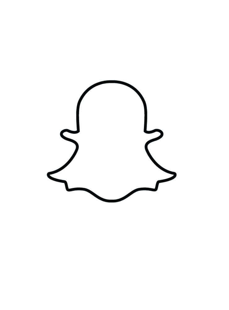 snap 桌布 壁紙 — 一個簡約的黑色輪廓，呈現出鬼魂般的Snapchat標誌，置於純白背景中央。