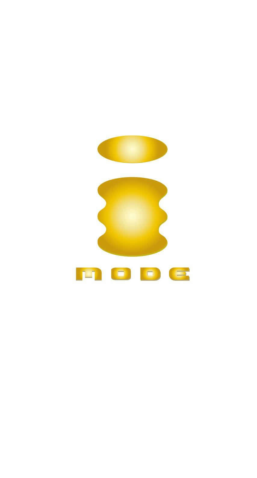 White Gold 桌布 壁紙 — 一個簡約金色標誌，由堆疊的圓角形狀和下方的 mode 字樣組成，背景為純白色。