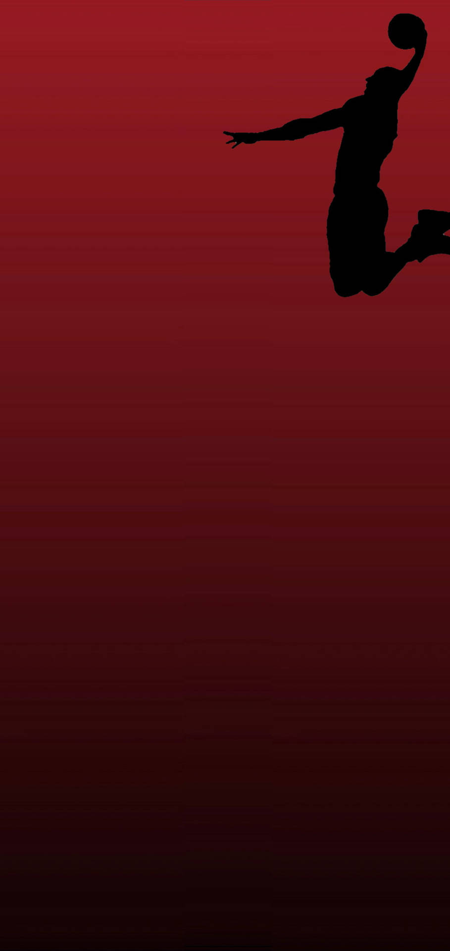 一個籃球運動員的剪影在紅色夕陽天空下跳起投籃。 — 紅黑動圖 壁紙