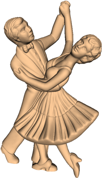 Couples 桌布 壁紙 — 一個米色3D渲染雕塑，描繪一男一女在黑色背景下以經典舞廳姿勢跳舞。