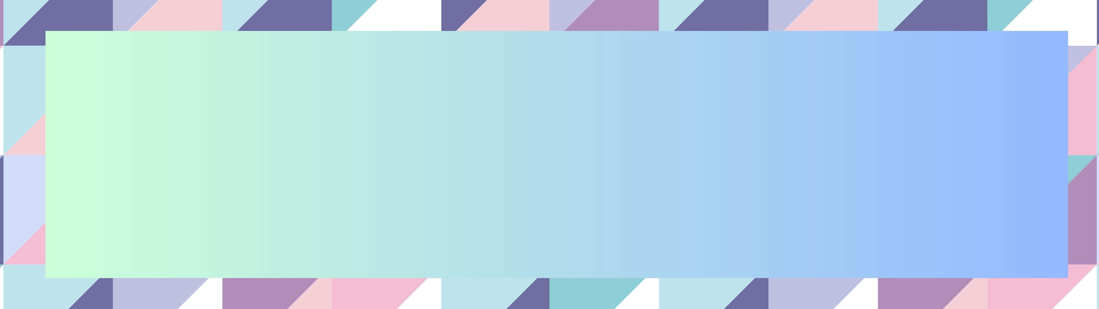 3840x1080 桌布 壁紙 — 一個粉彩漸變矩形，置中於由柔和三角形組成的幾何圖案上，色調為柔和的粉紅、紫和藍色。