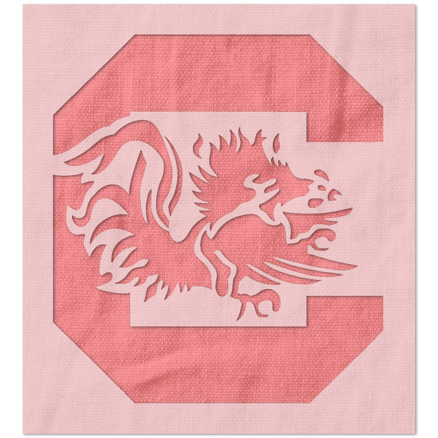 South Carolina Gamecocks 桌布 壁紙 — 一個粉紅色布料橫幅，在一個大字母C內有一個咆哮鬥雞的大膽鏤空。