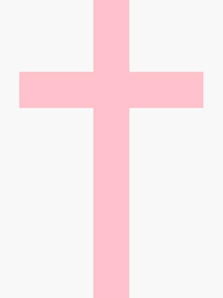 Pink Cross 桌布 壁紙 — 一個粉紅色極簡十字架，置中於淺灰色背景上，光線柔和均勻。