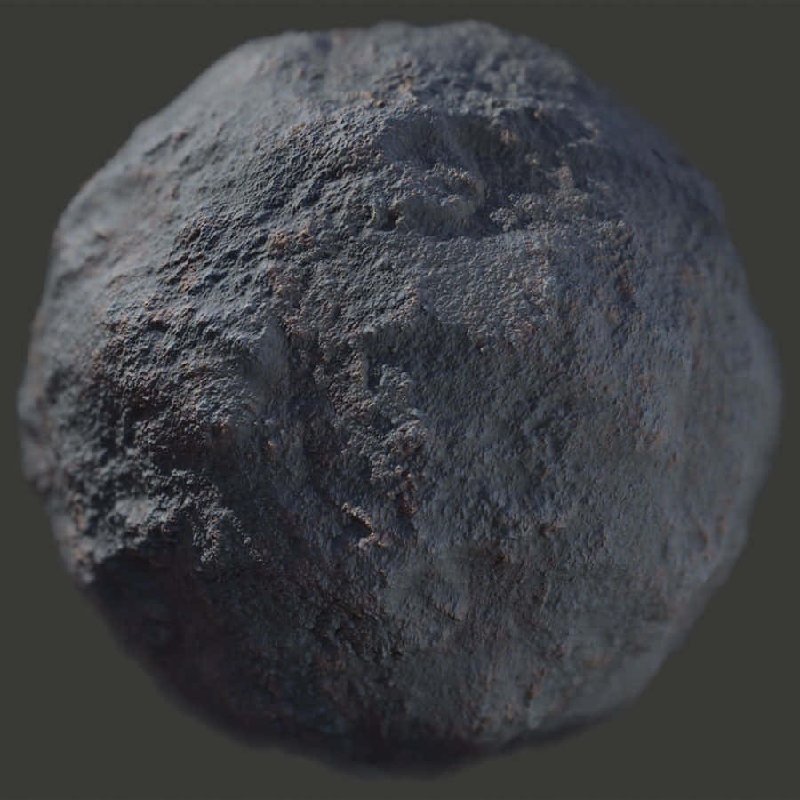 Dark Rock 桌布 壁紙 — 一個粗糙紋理的深灰色球形岩石，帶有微妙的紅褐色斑點，背景是柔和的灰色。