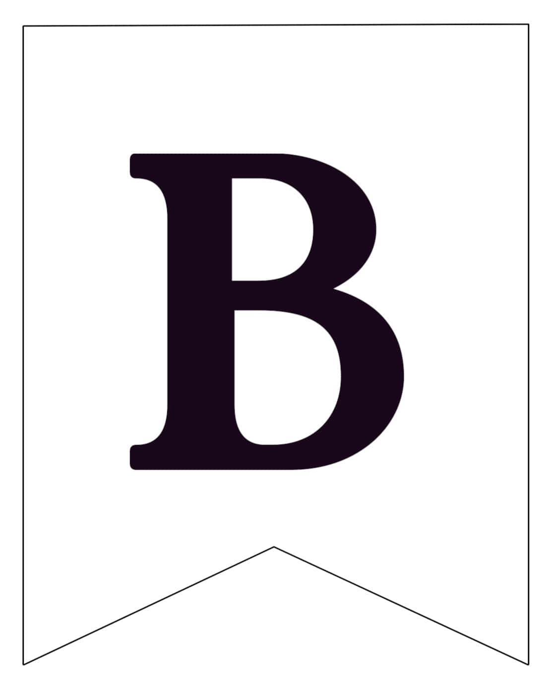Black And White Letter 桌布 壁紙 — 一個粗體深紫色字母B，居中放置在帶有尖底邊的白色橫幅上。