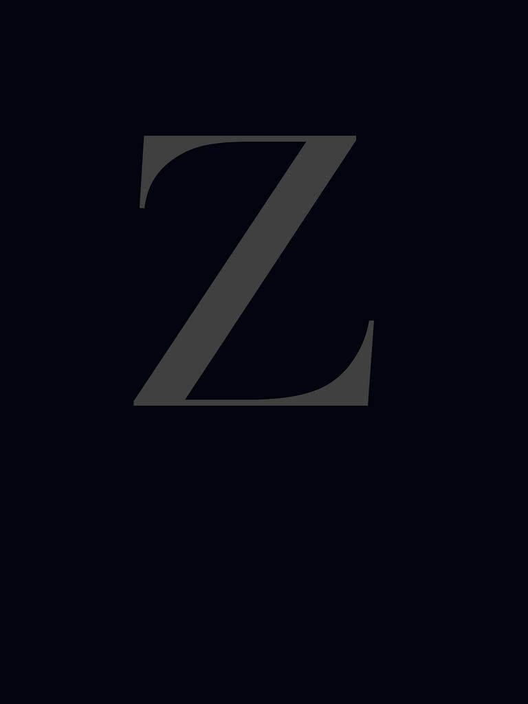 Z 桌布 壁紙 — 一個粗體灰色字母Z居中於純黑色背景上，設計簡約。