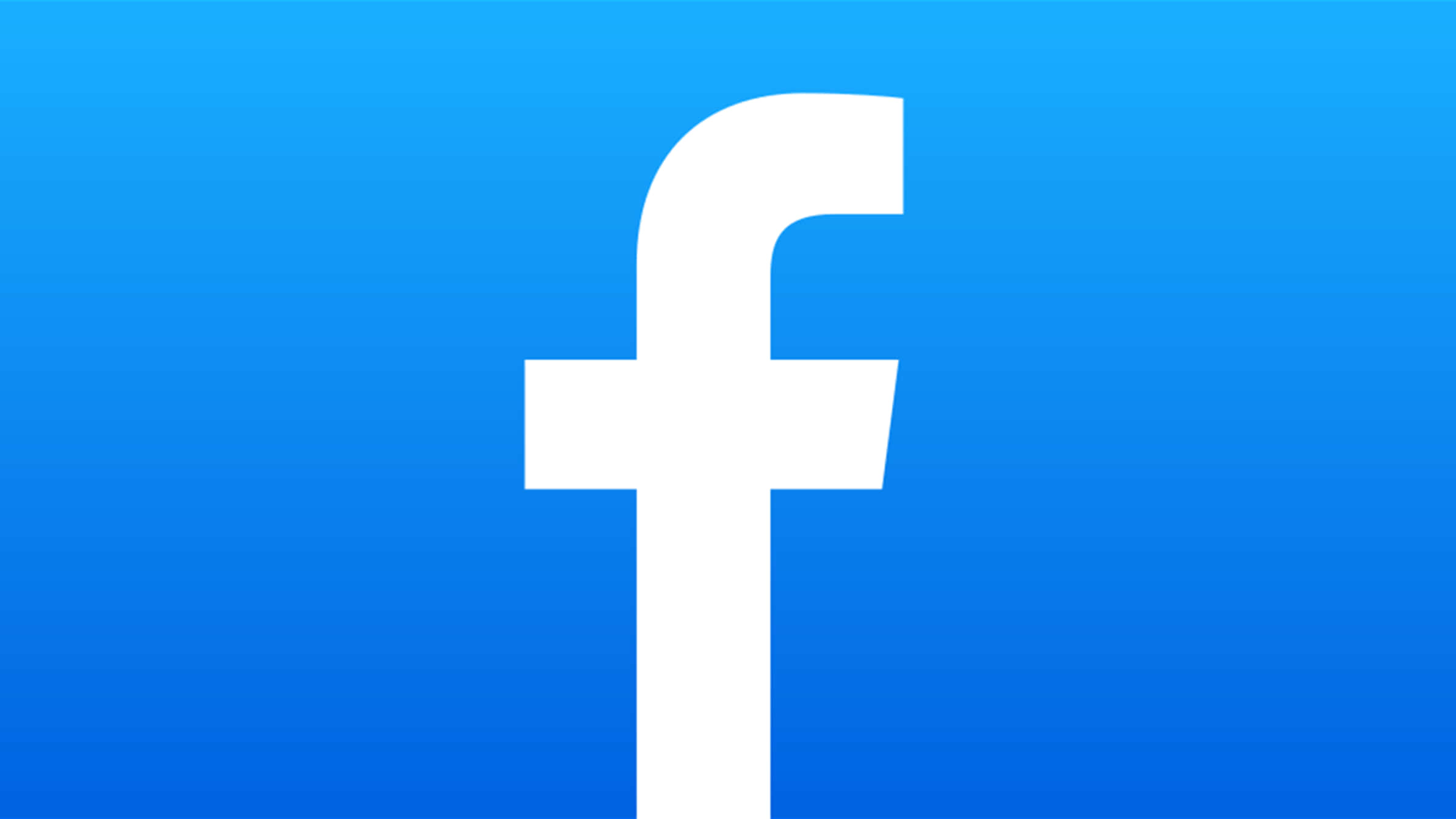 Facebook 桌布 壁紙 — 一個粗體白色Facebook標誌居中於漸變藍色背景上。