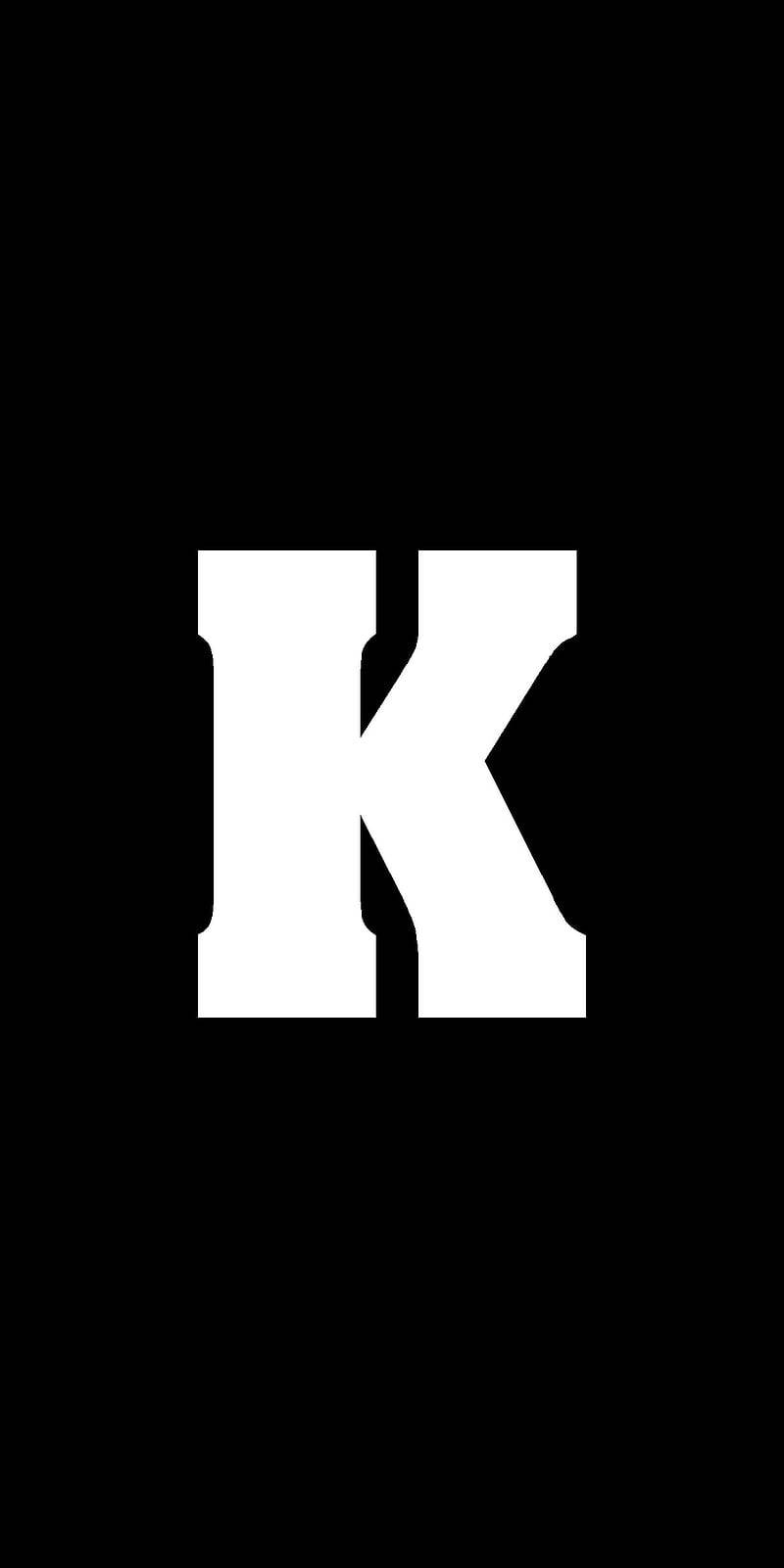 黑色背景上的粗體白色字母K。 — 簡單動圖 壁紙