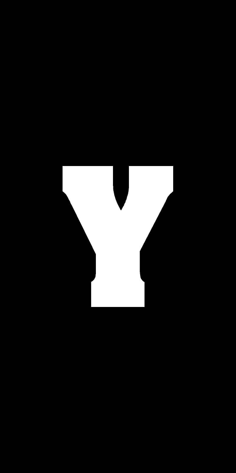 Name 桌布 壁紙 — 一個粗體白色大寫字母 Y 居中在純黑色背景上。