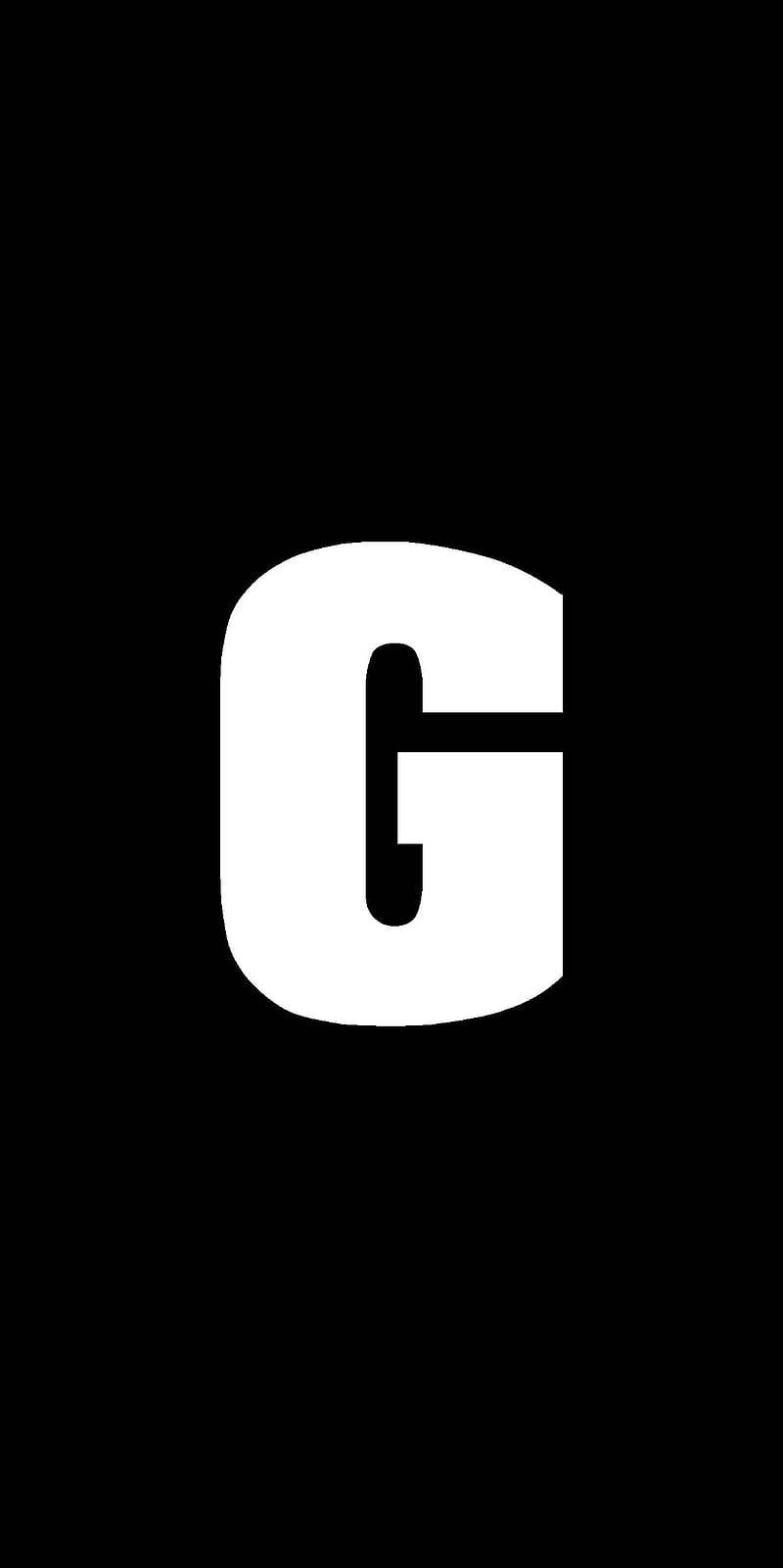 Name 桌布 壁紙 — 一個粗體白色大寫字母G居中在純黑色背景上。