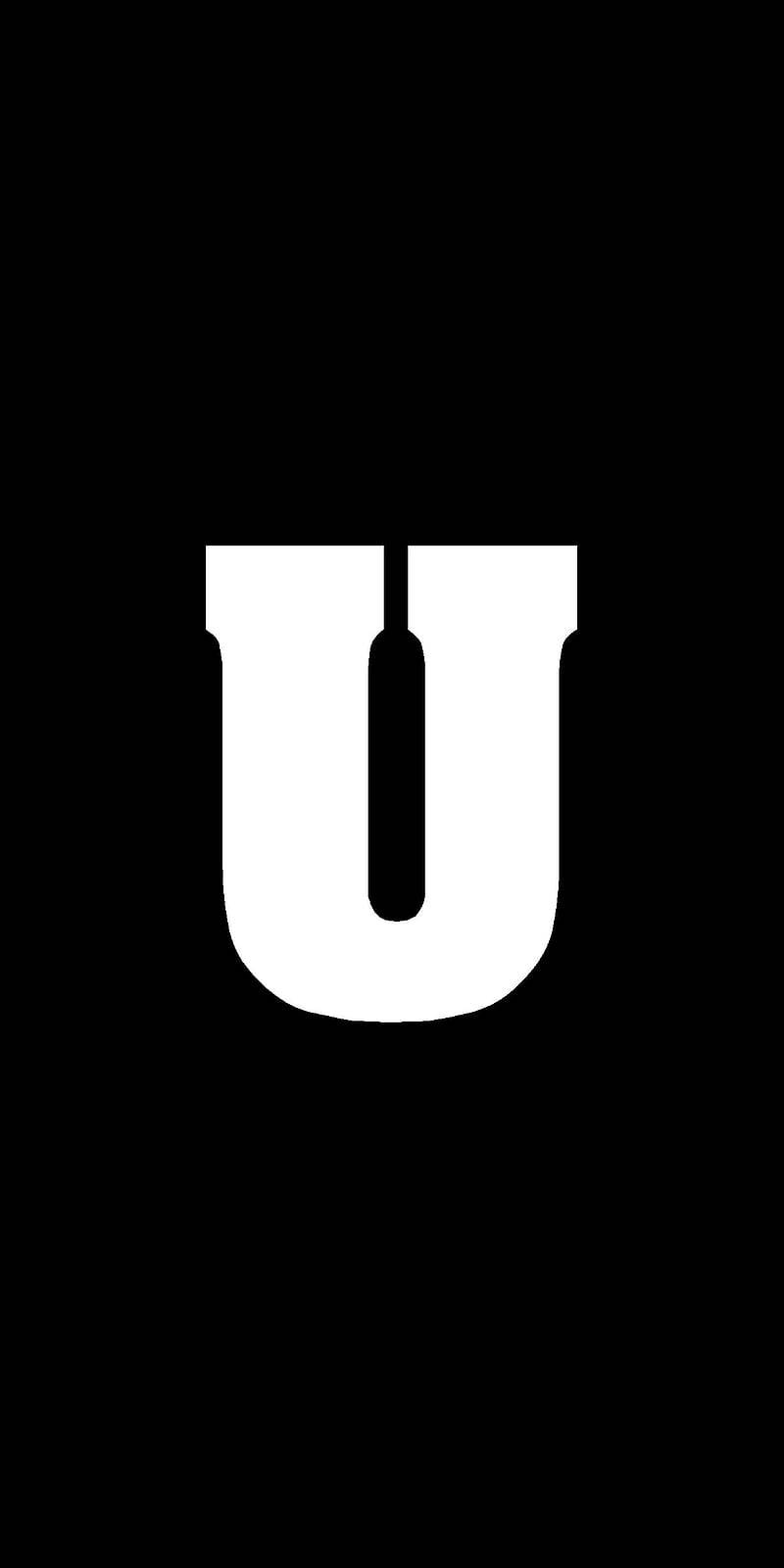 Name 桌布 壁紙 — 一個粗體白色大寫字母U，居中在純黑色背景上。