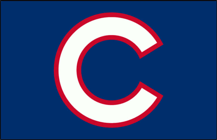 Chicago Cubs Logo 桌布 壁紙 — 一個粗體白色字母C，帶紅色輪廓，居中在純藍色背景上。