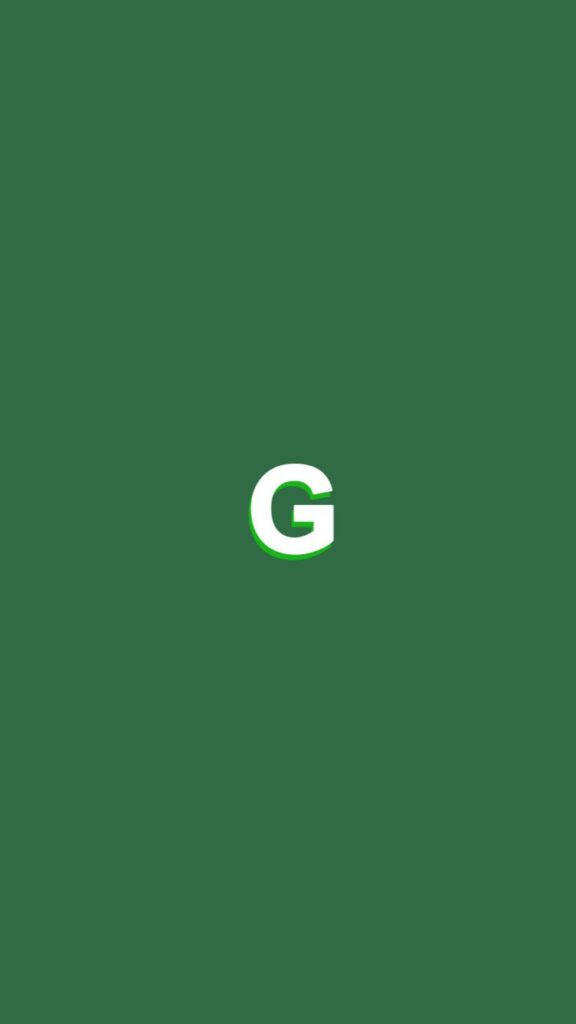 高爾夫 iPhone 桌布 壁紙 — 一個粗體白色字母G，帶有綠色輪廓，居中在純深綠色背景上。