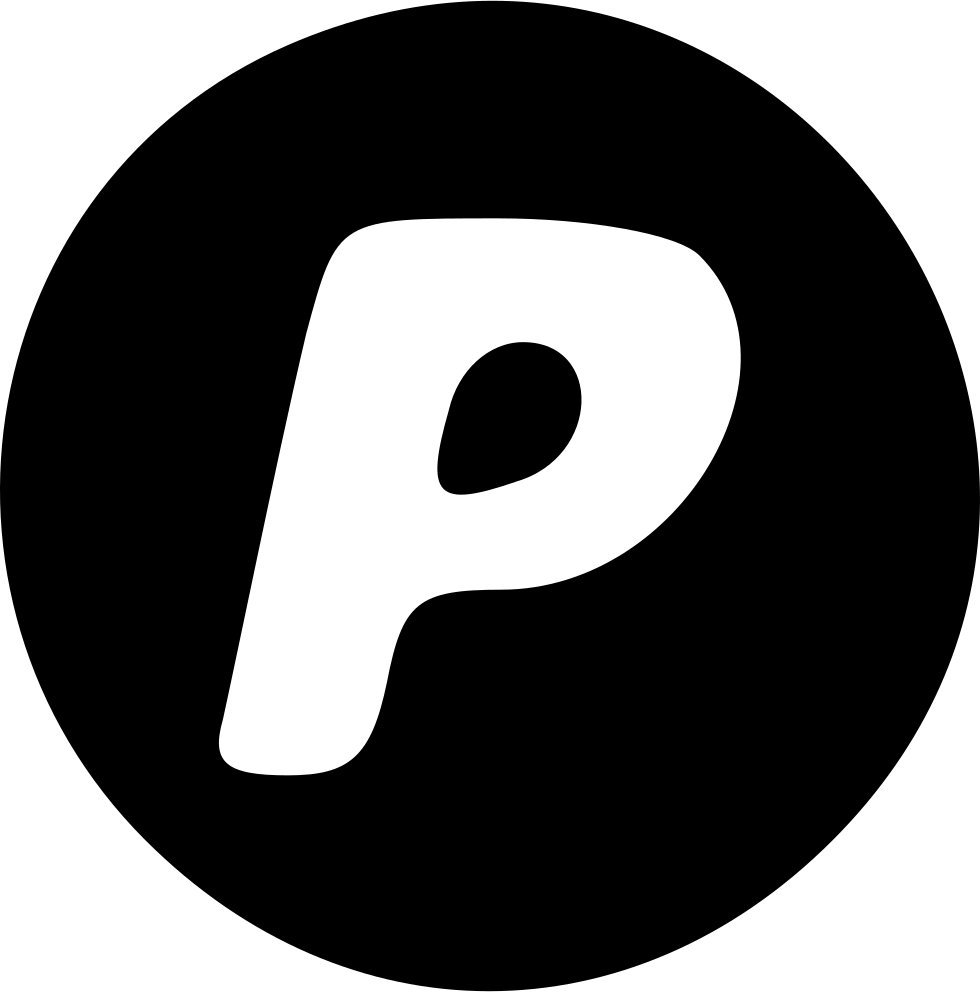 PayPal 桌布 壁紙 — 一個粗體白色字母P居中於白色背景上的實心黑色圓圈內。
