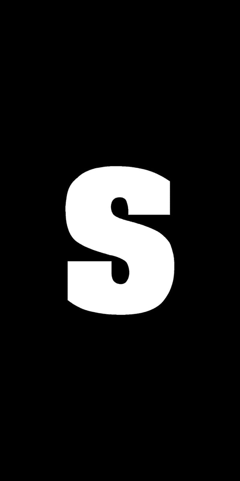 S 桌布 壁紙 — 一個粗體白色字母S居中於純黑色背景上，營造出極簡而引人注目的視覺對比。