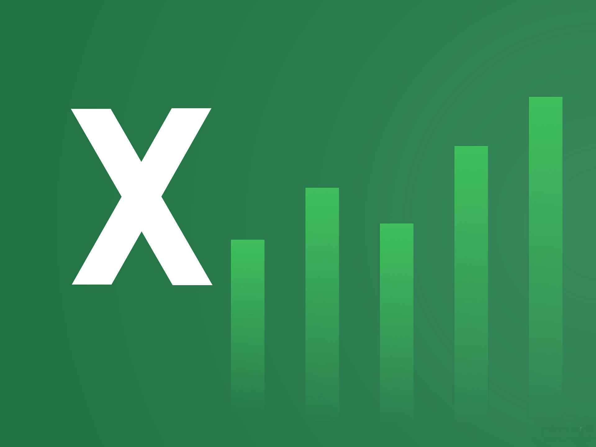 Excel 標誌，帶有顯示增長的綠色條形圖。 — Microsoft 壁紙