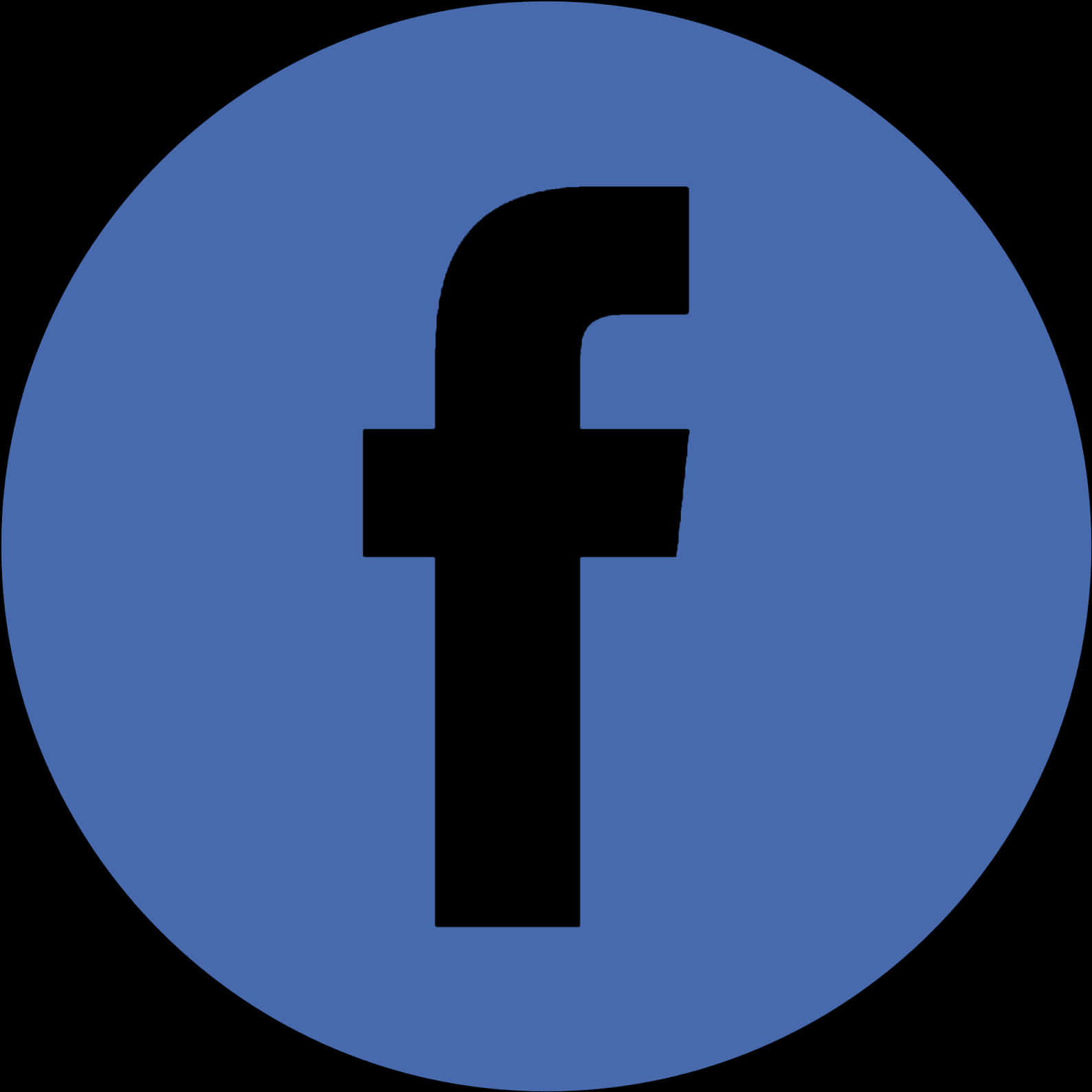 Facebook 桌布 壁紙 — 一個粗體黑色小寫f標誌，居中位於實心藍色圓圈內，背景為黑色。