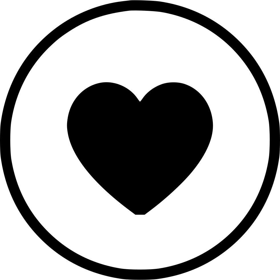 Love Black And White 桌布 壁紙 — 一個粗體黑色心形，位於一個粗黑色圓圈內，背景為純白色。