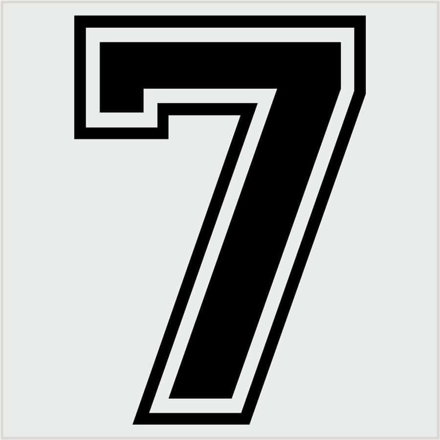 Number 7 桌布 壁紙 — 一個粗體黑色數字七，帶有白色內邊框，居中放置在淺灰色背景上。