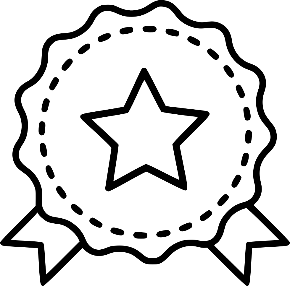 Black Ribbon 桌布 壁紙 — 一個粗黑色五角星輪廓，置於帶虛線邊框和絲帶尾巴的扇形徽章中央。