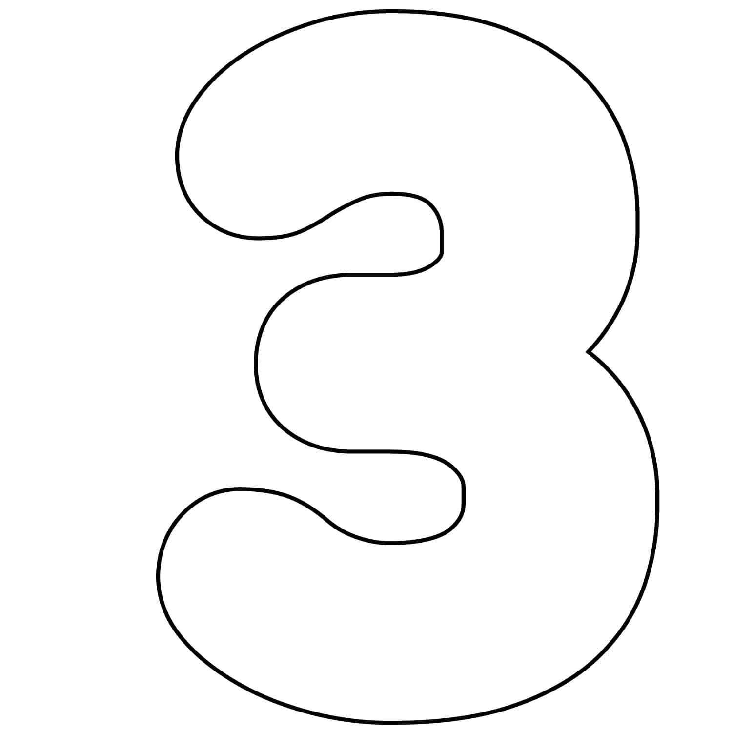 Black And White Number 桌布 壁紙 — 一個粗黑色輪廓的數字三，在純白色背景上。