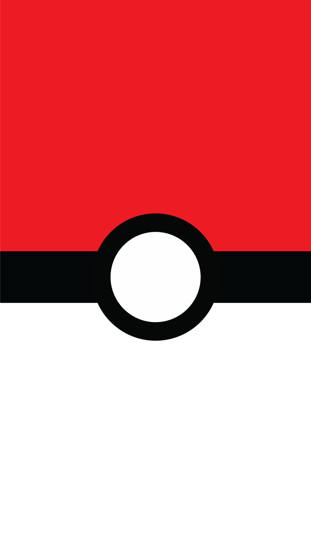 寶可夢 iPhone 壁紙 桌布 壁紙 — 一個紅白精靈球的極簡圖形，帶有黑色帶子和中央白色圓圈。