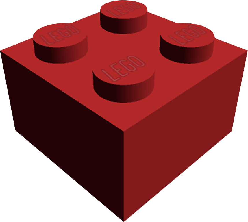 磚牆 桌布 壁紙 — 一個紅色LEGO積木，帶有四個圓形凸點和壓印標誌，以3D渲染顯示在條紋背景上。