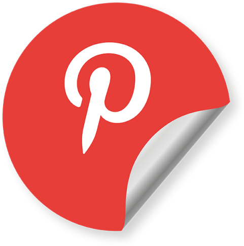 Pinterest 桌布 壁紙 — 一個紅色圓形貼紙，角落有白色Pinterest標誌剝落。