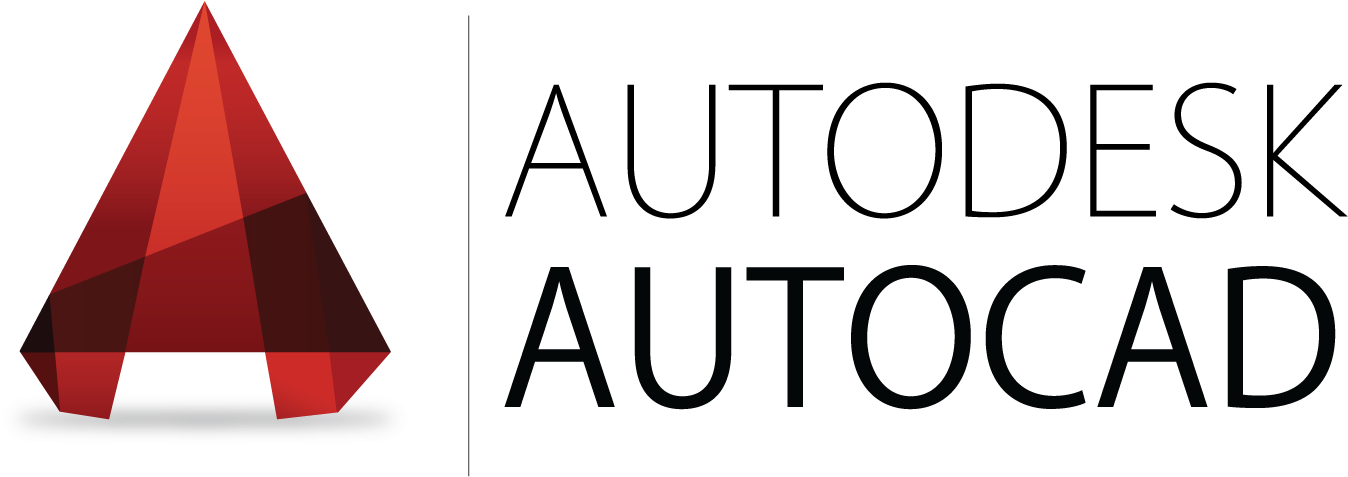Autocad Logo 桌布 壁紙 — 一個紅色幾何金字塔標誌，上面有深灰色文字 AUTOCAD，背景為黑色。