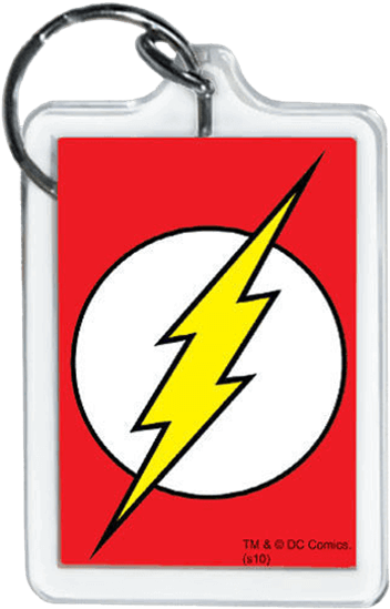The Flash Logo 桌布 壁紙 — 一個紅色鑰匙圈，在鮮紅色背景上有一個白色圓圈，內含大膽的黃色閃電。