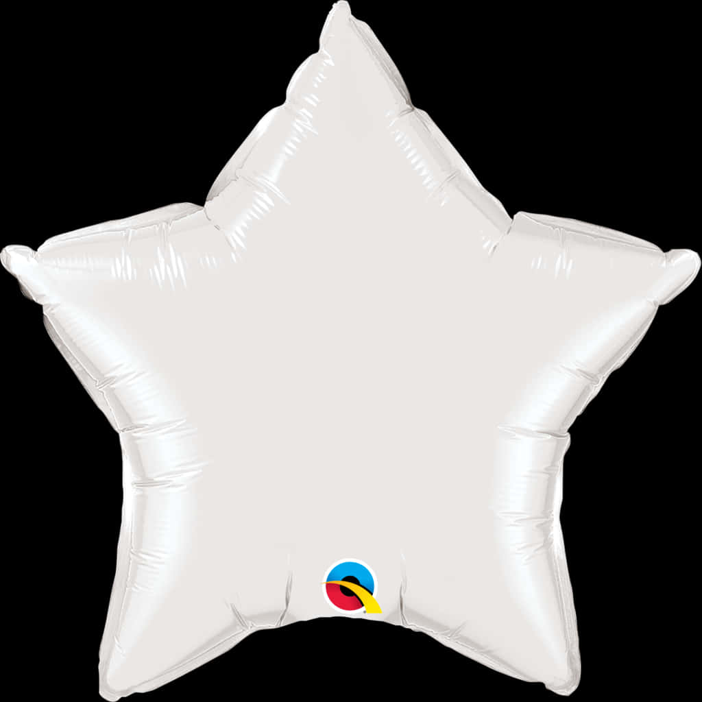 White Star 桌布 壁紙 — 一個純白色星形錫箔氣球，帶有細微皺褶，漂浮在純黑色背景上。