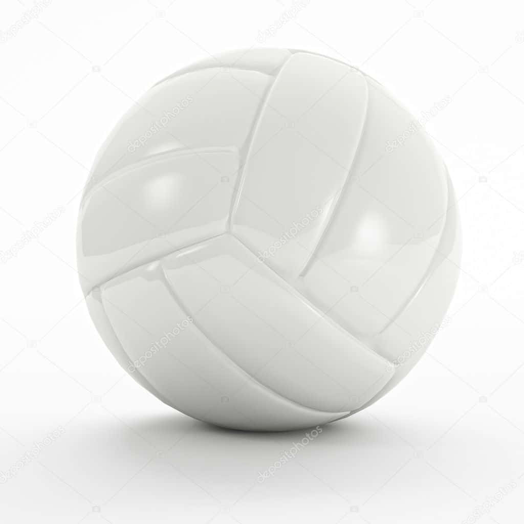 Volleyball Ball 桌布 壁紙 — 一個純白色的排球放在無縫的白色表面上，柔和的陰影和高光突出了其紋理面板。