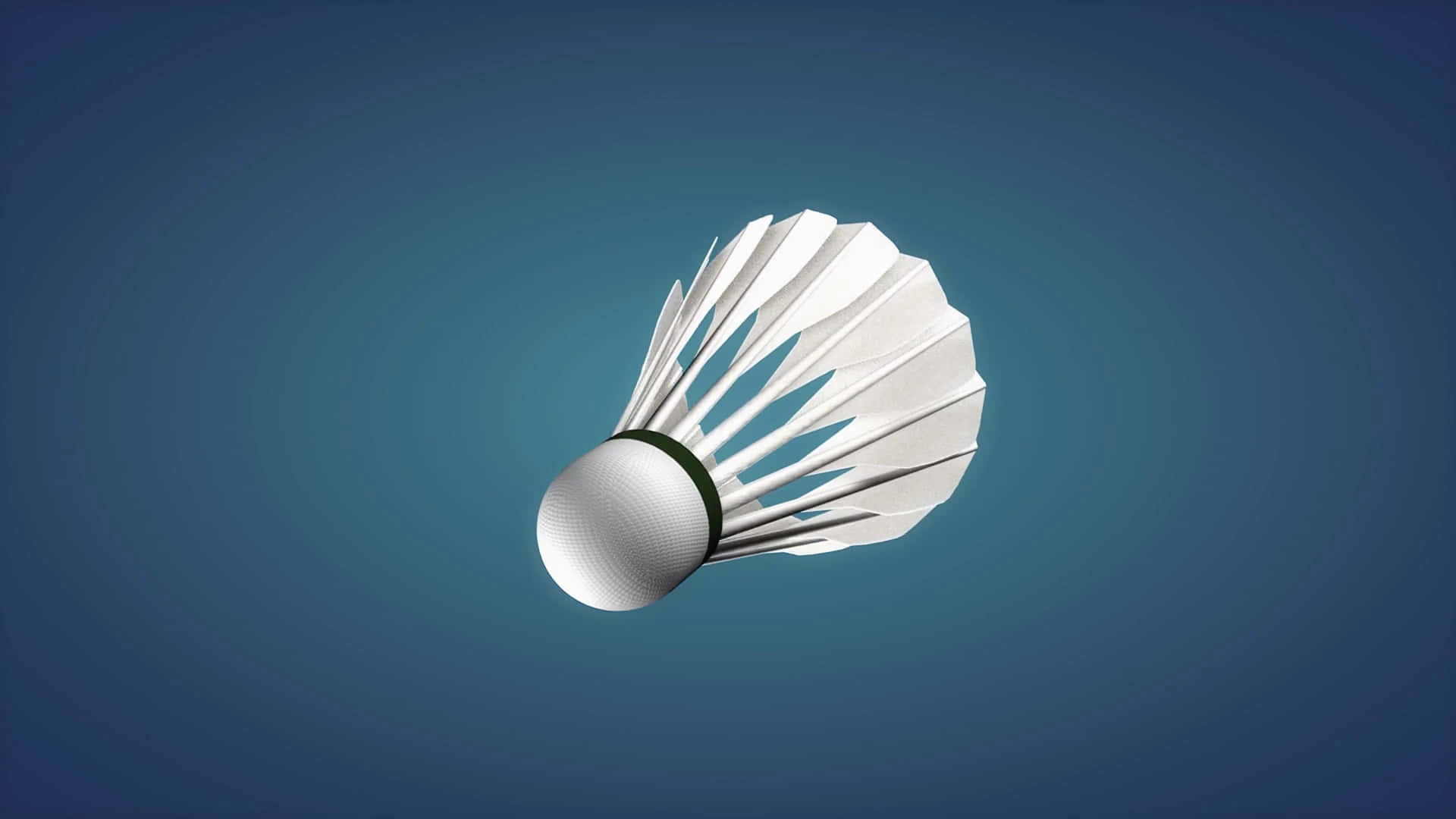 Best Badminton 桌布 壁紙 — 一個純白色的羽毛球在漸變藍色背景上漂浮，帶有柔和的放射狀燈光。
