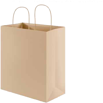 Shopping 桌布 壁紙 — 一個純米色紙購物袋，帶有扭轉手柄，孤立地立在 stark 黑色背景上。