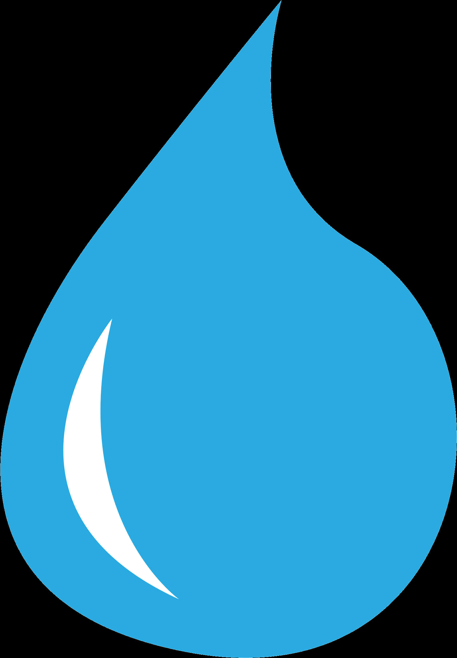 Water Droplet 桌布 壁紙 — 一個純藍色水滴圖示，帶有白色高光，背景為黑色。