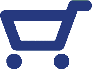 Shopping 桌布 壁紙 — 一個純藍色購物車圖示，帶有白色輪廓和兩個輪子，背景簡單。